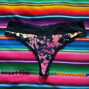 Torrid Curve Black Lace & Tie Dye Print Thong Underwear